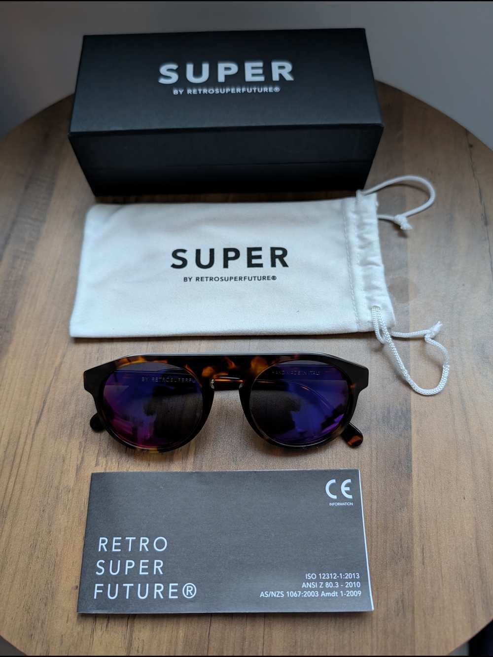 RetroSuperFuture Racer Montana Tortoiseshell Sunglasses Purple Mirrored Lenses